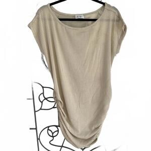 Jordan Taylor Women's Boat Neck Beige Ruched Tunique - Large